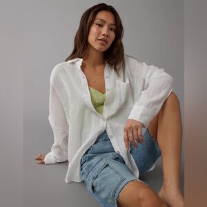 Aerie Gauzy Knit Waffles Layering Shirt